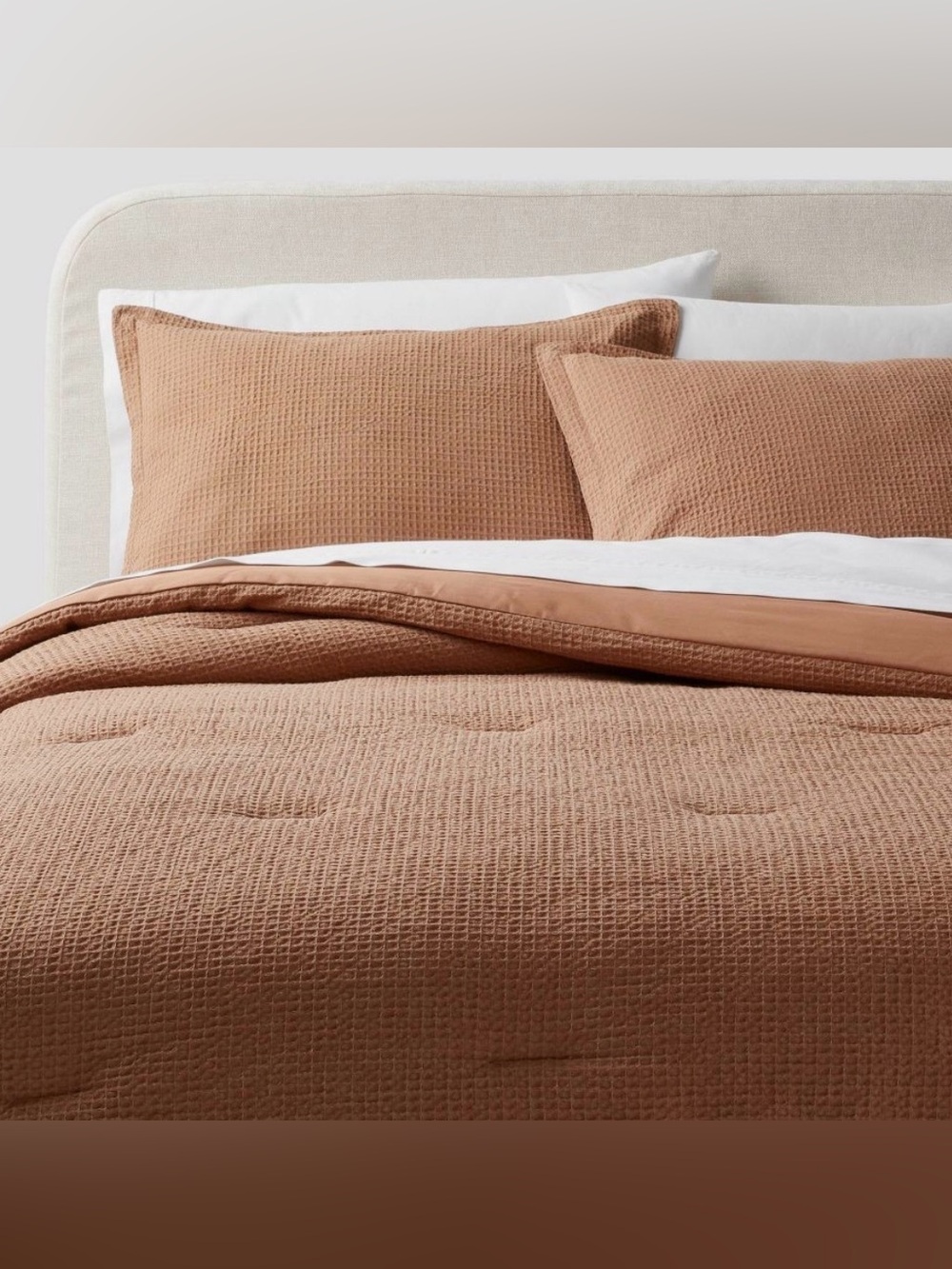 King Washed Waffle Weave Comforter and Sham Set Camel - Threshold: Cotton